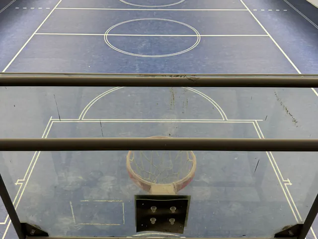 Palestra con pavimento sportivo blu